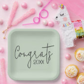 Abschluss-Glückwünsche auf dem Bildschirm grün Pappteller (Party)