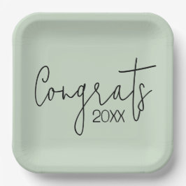 Abschluss-Glückwünsche auf dem Bildschirm grün Pappteller