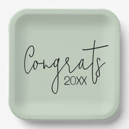 Abschluss-Glückwünsche auf dem Bildschirm grün Pappteller (Vorderseite)
