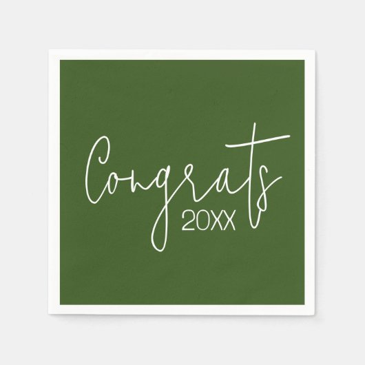 Abschluss-Glückwünsche auf grün Serviette (Vorderseite)