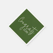 Abschluss-Glückwünsche auf grün Serviette (Ecke)