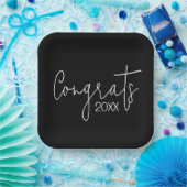 Abschluss-Glückwünsche auf schwarz Pappteller (Party)