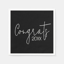 Abschluss-Glückwünsche auf schwarz Serviette