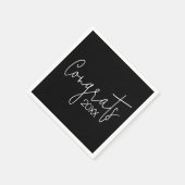 Abschluss-Glückwünsche auf schwarz Serviette (Ecke)