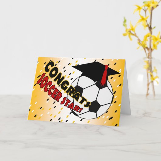 Abschluss-Glückwünsche für einen Fußball-Stern Karte (Gelbe Blume)