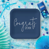 Abschluss-Glückwünsche für Navy Blue Pappteller (Party)