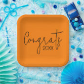 Abschluss-Glückwünsche in Orange Pappteller (Party)