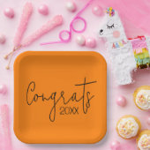 Abschluss-Glückwünsche in Orange Pappteller (Party)