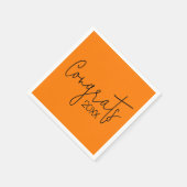 Abschluss-Glückwünsche in Orange Serviette (Ecke)