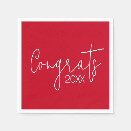 Abschluss-Glückwünsche in Rot Serviette (Vorderseite)