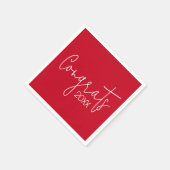 Abschluss-Glückwünsche in Rot Serviette (Ecke)