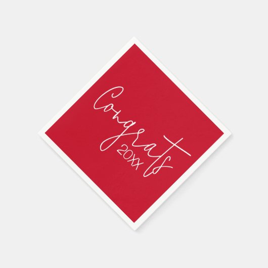 Abschluss-Glückwünsche in Rot Serviette (Ecke)