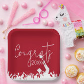 Abschluss-Glückwünsche mit weißen Kappen Pappteller (Party)