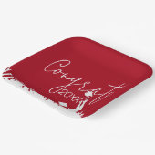 Abschluss-Glückwünsche mit weißen Kappen Pappteller (Gewinkelt)