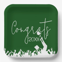 Abschluss-Glückwünsche mit weißen Kappen Pappteller