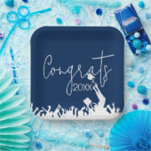 Abschluss-Glückwünsche mit weißen Kappen Pappteller (Party)