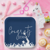 Abschluss-Glückwünsche mit weißen Kappen Pappteller (Party)