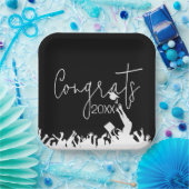 Abschluss-Glückwünsche mit weißen Kappen Pappteller (Party)