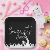 Abschluss-Glückwünsche mit weißen Kappen Pappteller (Party)