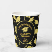 Abschluss Glückwünsche personalisieren Black Gold Pappbecher (Vorderseite)