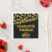 Abschluss Glückwünsche personalisieren Black Gold Serviette (Beispiel)