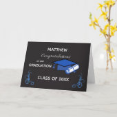 Abschluss Glückwünsche Royal Blau Schwarze Kappe Karte (Gelbe Blume)