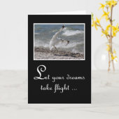 Abschluss-Glückwünsche - Seemöwe, die Flug nimmt Karte (Gelbe Blume)