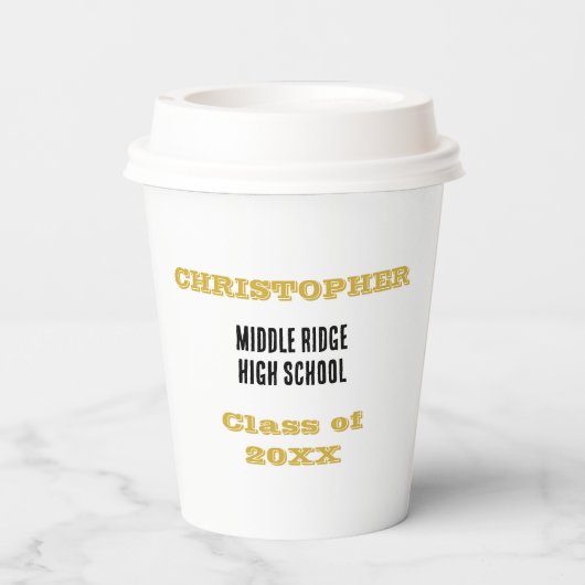 Abschluss Glückwünsche Typografie NAME Pappbecher (Rückseite)