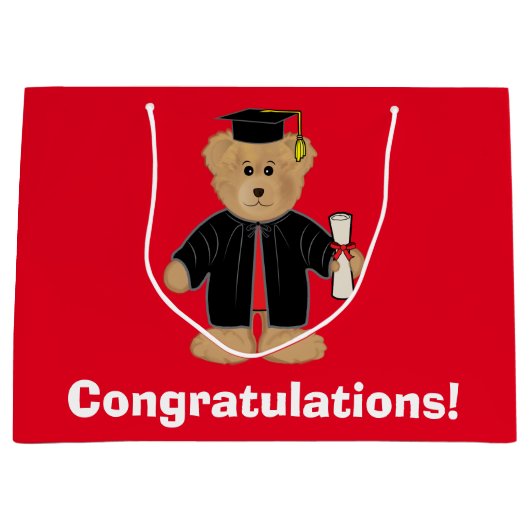 Abschluss-Glückwünscheteddy-Bär Große Geschenktüte (Vorderseite)