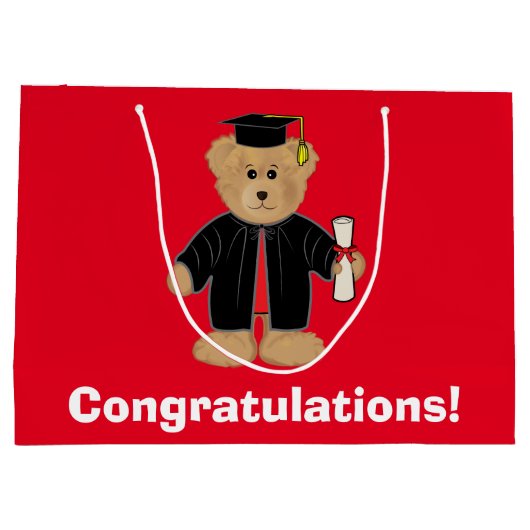 Abschluss-Glückwünscheteddy-Bär Große Geschenktüte (Rückseite)