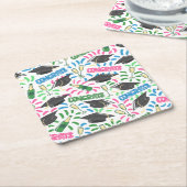 Abschluss Glückwunschs Champagne Confetti farbenfr Rechteckiger Pappuntersetzer (angewinkelt)