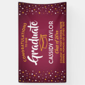 Abschluss Glückwunschs Confetti Maroon Gelb Banner (Vertikal)