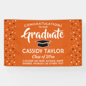 Abschluss Glückwunschs Confetti Orange White & Bla Banner (Horizontal)