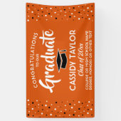 Abschluss Glückwunschs Confetti Orange White & Bla Banner (Vertikal)