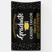 Abschluss Glückwunschs Confetti Schwarz Gelb Banner (Vertikal)