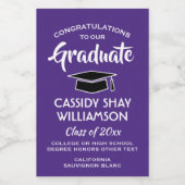 Abschluss Glückwunschs Moderne Lila und weiße Mini Weinetikett (Einzelnes Label)