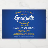 Abschluss Glückwunschs Royal Blue und Gold Mini Sp Schaumweinetikett (Einzelnes Label)