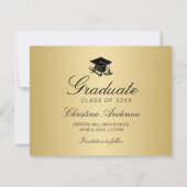 Abschluss Gold Black Cap Diploma Save the Date Ankündigung (Rückseite)