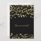 Abschluss Gold & Black Foil Confetti Glitzer Einladung (Rückseite)