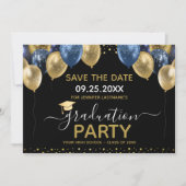 Abschluss Gold Blue Save the Date Einladung (Vorderseite)