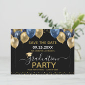 Abschluss Gold Blue Save the Date Einladung (Stehend Vorderseite)