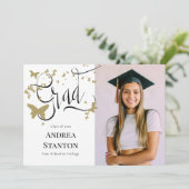 Abschluss Gold Butterflies Grad Kalligrafie Ankündigung (Stehend Vorderseite)