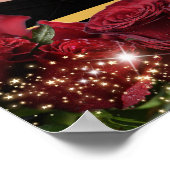 Abschluss Gold Caduceus Rote Rosen Sparkor Poster (Ecke)