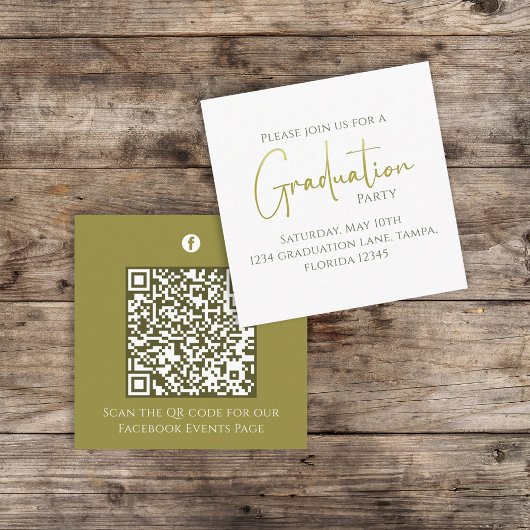 Abschluss Gold Calligraphy QR Code Social Media Begleitkarte