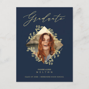 Abschluss Gold-Diamant-Wildblume Navy-Foto Postkarte