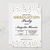 Abschluss Gold Einladung Party Polka Dot Stars (Vorderseite)