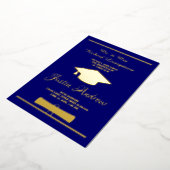 Abschluss Gold Foil Blue Announccard Folieneinladung (Gedreht)