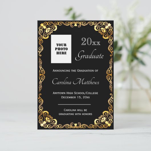 Abschluss Gold Frame Black Ankündigung (Stehend Vorderseite)