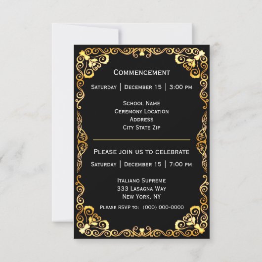 Abschluss Gold Frame Black Ankündigung (Rückseite)