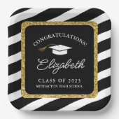 Abschluss Gold Glitzer Script Graduation Party Pappteller (Vorderseite)